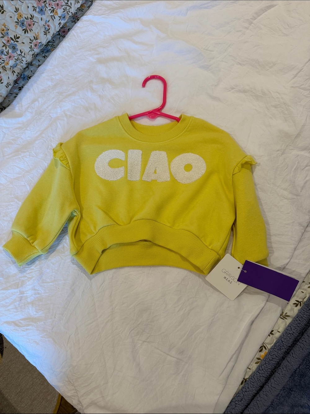 Kids Yellow 'CIAO' Crewneck Sweatshirt